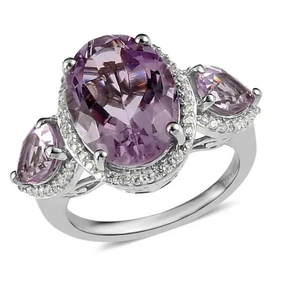 Genuine Rose De France Amethyst Ring in Platinum/925 Sz 6. New! - Picture 1 of 11